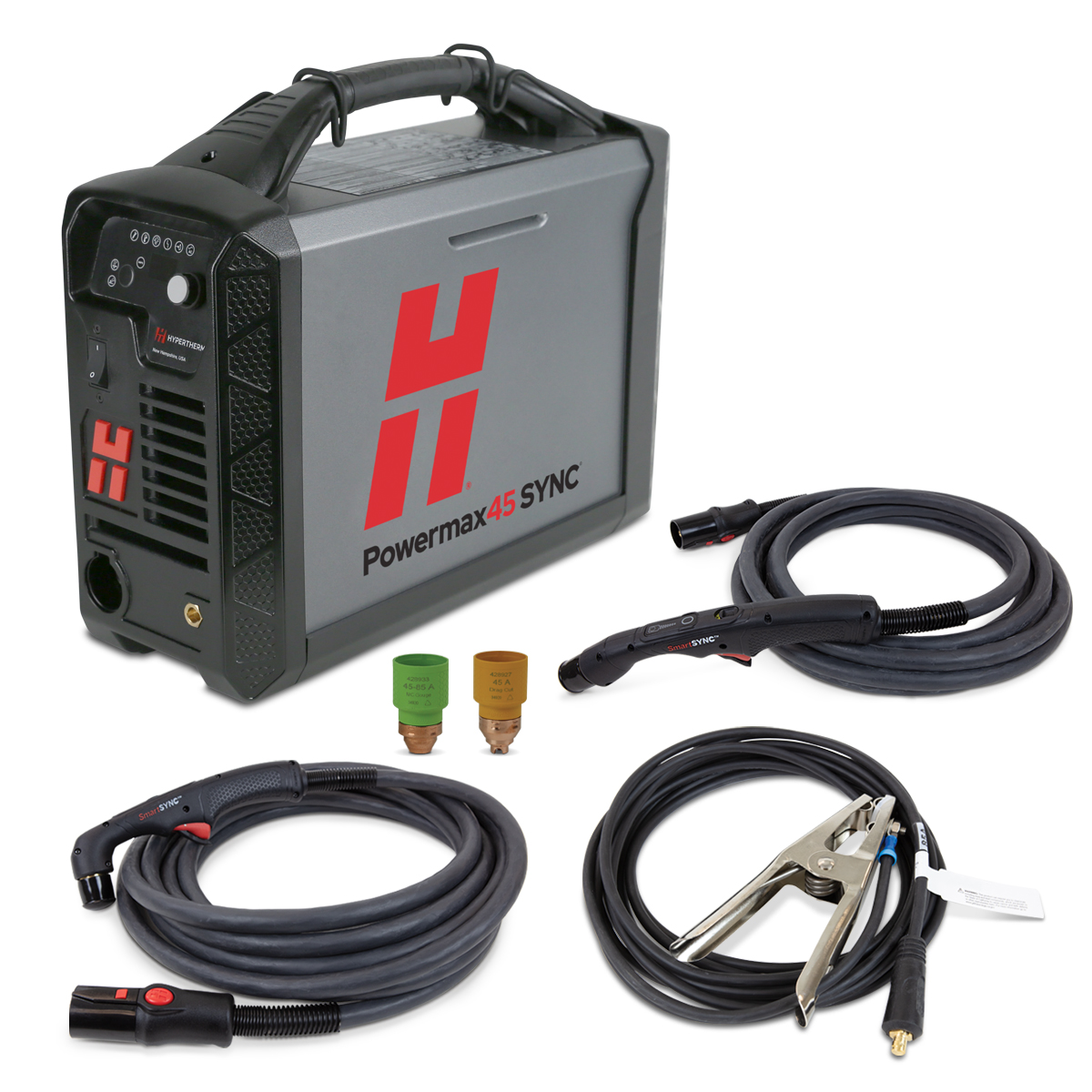 Powermax45 SYNC Plasma Cutter - 230V, CPC Port, Dual Handheld Torches (75° & 15°), 20ft & 25ft Leads #88564 Powermax45 SYNC Plasma Cutter - 230V, CPC Port, Dual Handheld Torches (75° & 15°), 20ft & 25ft Leads #88564