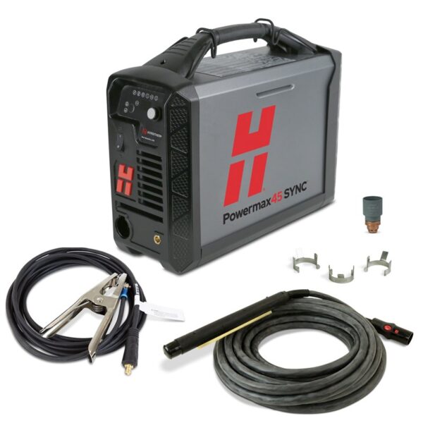 406216408 279482688406675 5024075685407192322 n 45 Hypertherm Powermax45 SYNC Plasma Cutter – 230V, CPC Port, 180° Machine Torch, 25ft Lead #088580