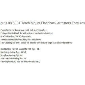PrecisionK2619 1 4 11 Harris® Flash-Guard® 88-5 FBT (R&L) 9/16″ – 18 Torch Flashback Arrestor w/ Check Valve #4302202